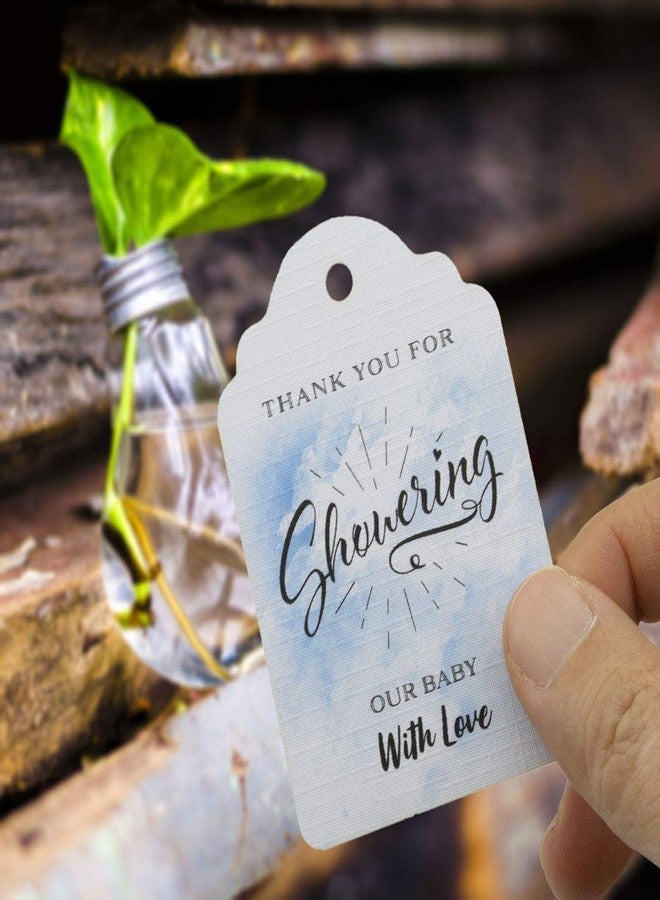 Summer-Ray.com Summer-Ray 50pcs Water Color Thank You for Showering Our Baby with Love Baby Shower Favor Tags (Blue) - Image 2